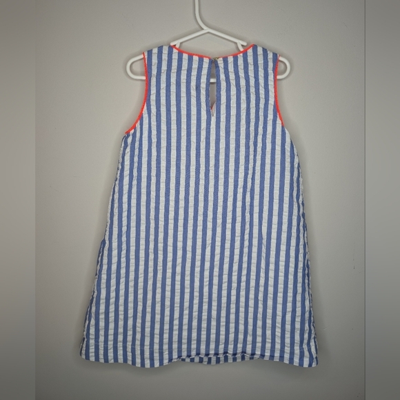 J Crew Crewcuts Girl 6 100% Cotton Blue White Striped Shift Dress Summer - Picture 3 of 7